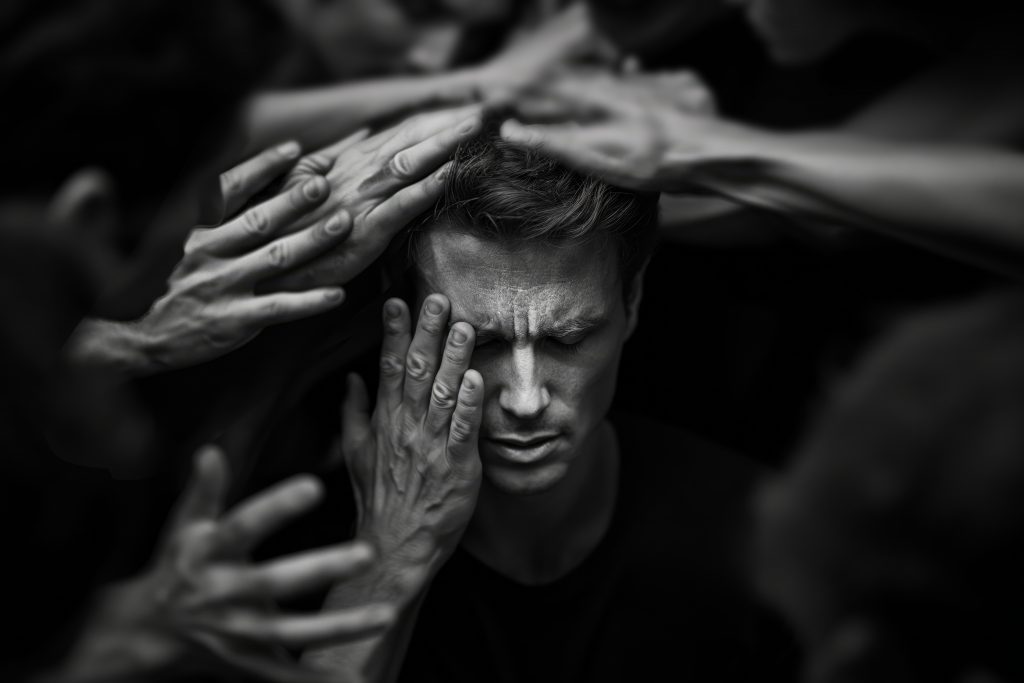 Persona reflexionando con expresión de angustia, representando la relación entre angustia, ansiedad y estrés